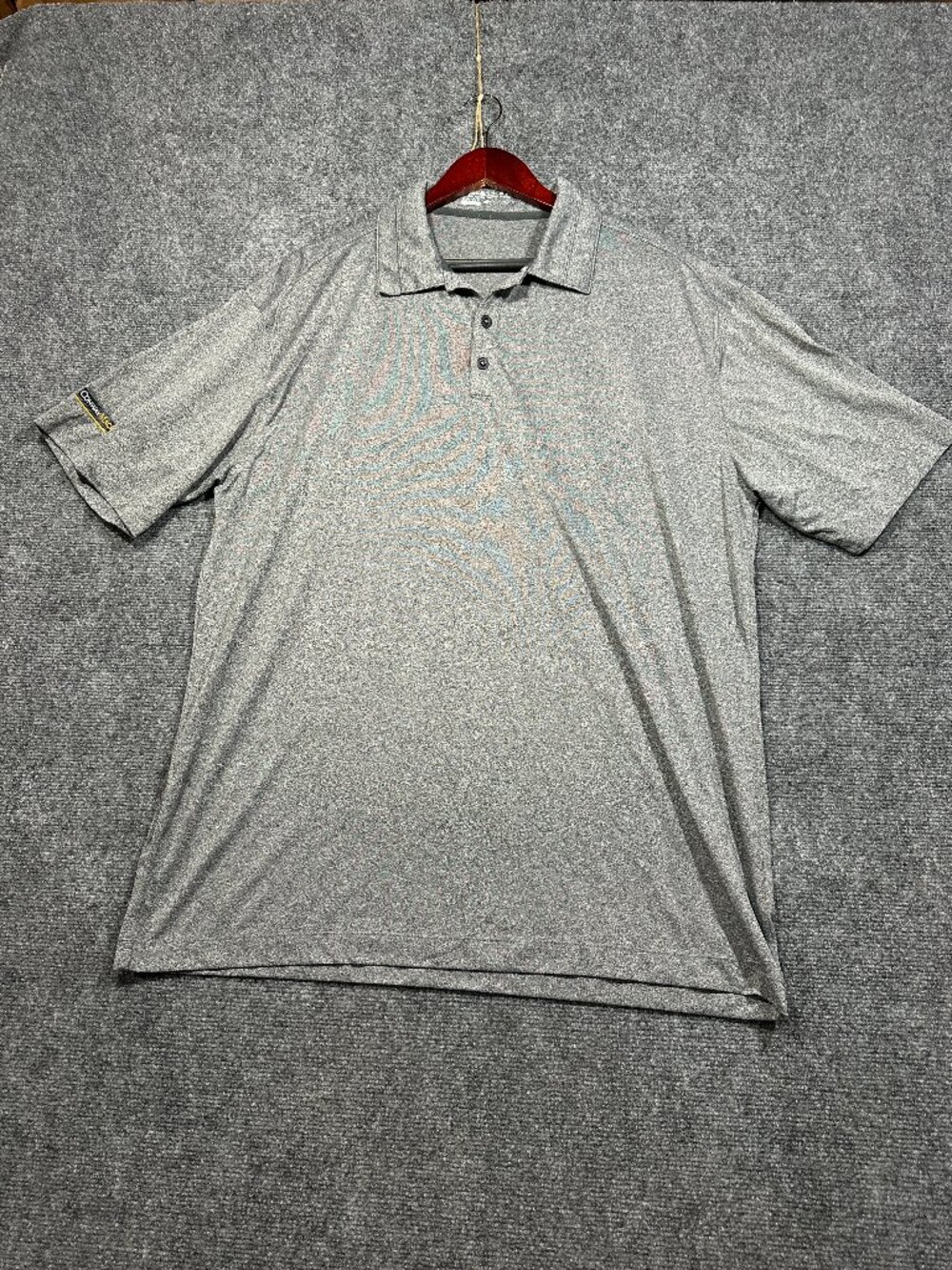 Nike Golf Polo Shirt Mens XL Gray Dri Fit Short Sleeve Button Neck Sleeve Logo